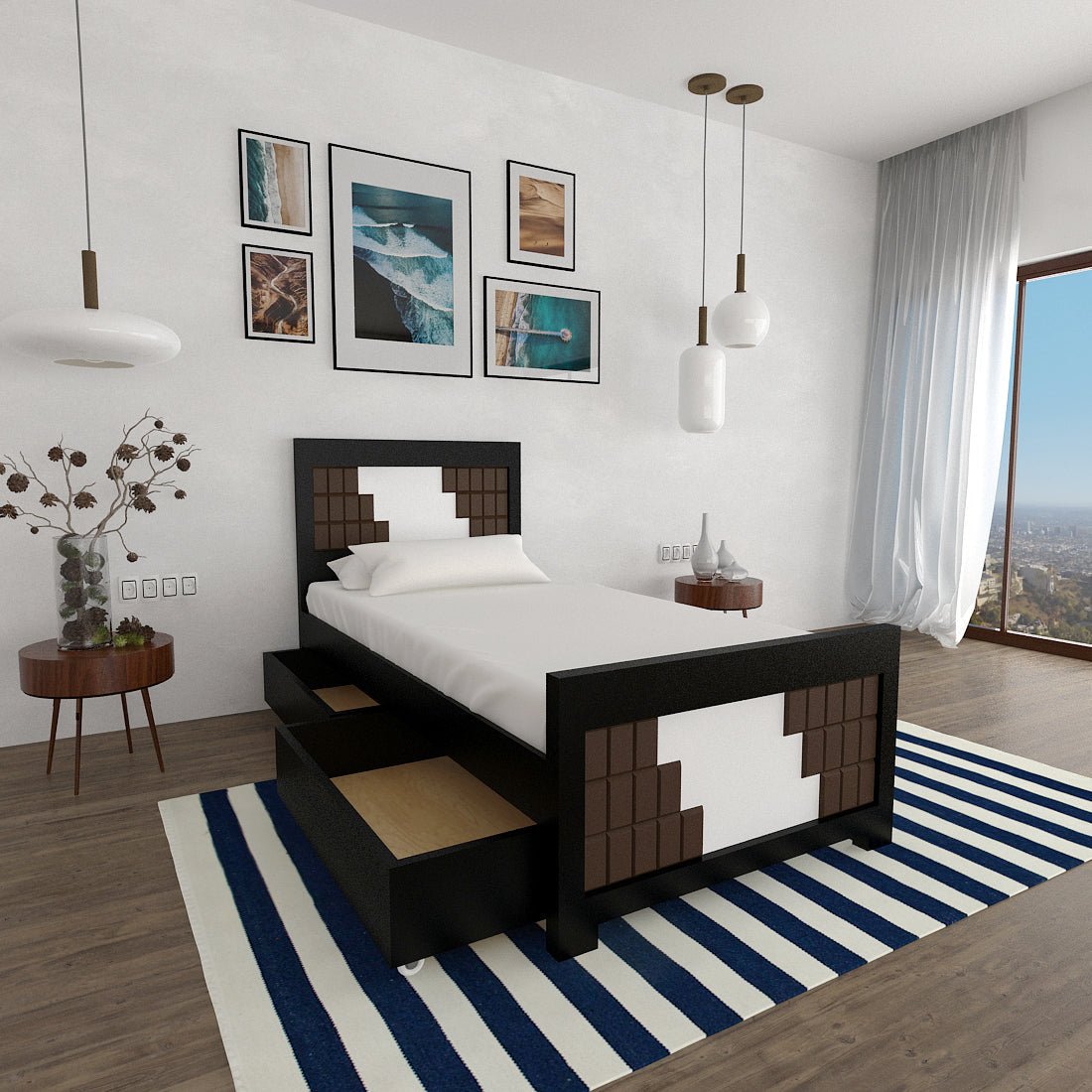 Teak Wood Square Series Bed - Sekar Lifestyle