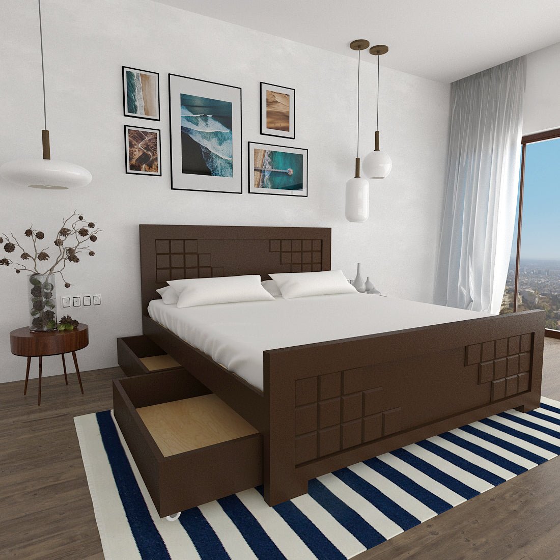 Teak Wood Square Series Bed - Sekar Lifestyle