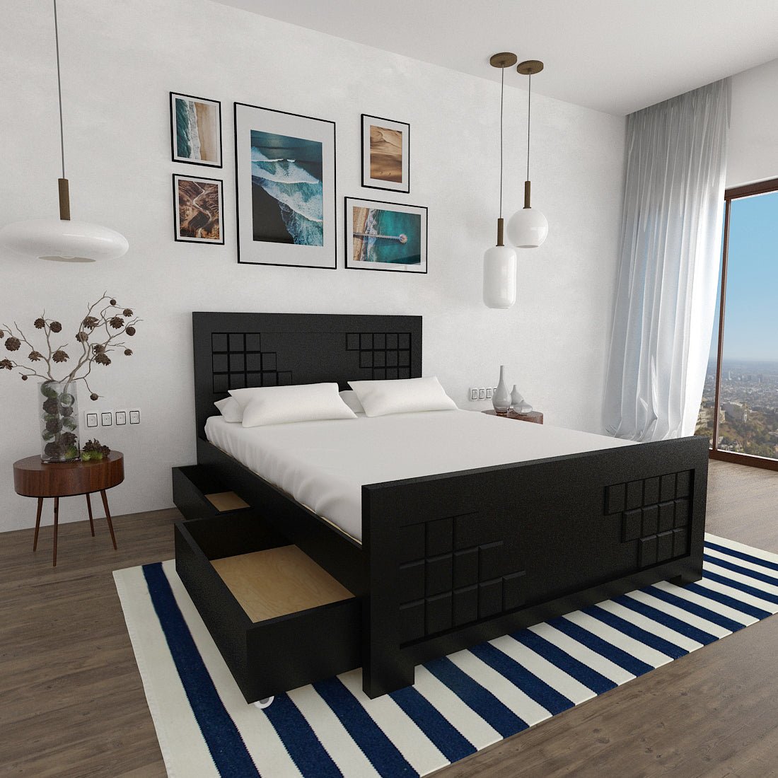 Teak Wood Square Series Bed - Sekar Lifestyle