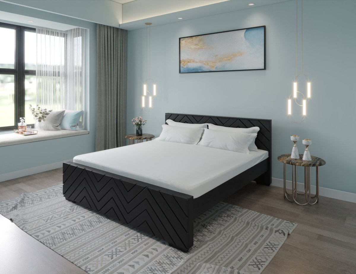 Teak Wood Zigzag Series Bed - Sekar Lifestyle